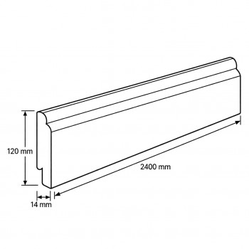 lot de 5 plinthes française MDF revêtu blanc satiné 2400 x 120 x 14 mm - PEFC 70%