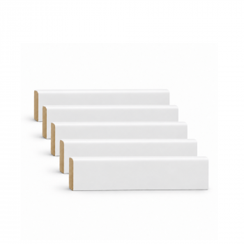 Pack promotionnel de 5 plinthes MDF revêtu blanc bord arrondi 2000 x 68 x 9 mm - PEFC 70%