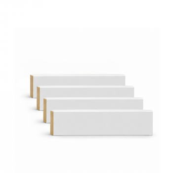 Pack de 4 plinthes bord carré MDF revêtues blanc 2200 x 50 x 16 mm PEFC 70%