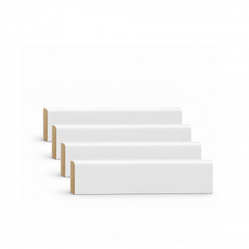Pack de 4 plinthes bord arrondi MDF revêtues blanc 2200 x 68 x 12 mm PEFC 70%