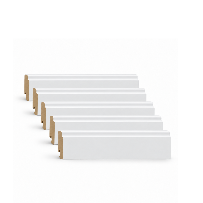 lot de 5 plinthes française MDF revêtu blanc satiné 2400 x 120 x 14 mm - PEFC 70%