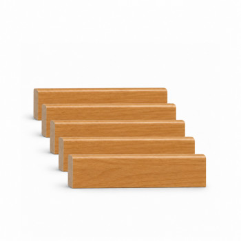 Pack de 5 plinthes bord arrondi MDF Revêtues hêtre 2000 x 68 x 9 mm PEFC 70%
