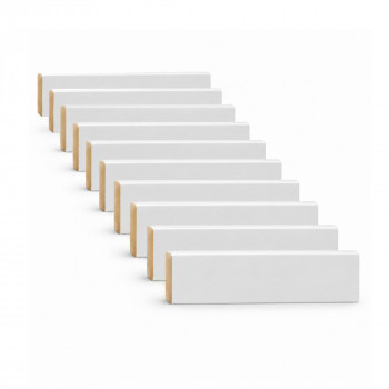 Pack de 10 plinthes bord arrondi MDF revêtues blanc 2200 x 35 x 10 mm PEFC 70%