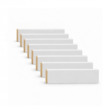 Pack de 8 plinthes bord arrondi MDF revêtues blanc 2200 x 80 x 14 mm PEFC 70%