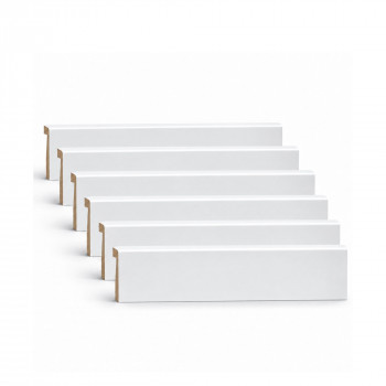 Lot de 6 surplinthes MDF revêtues blanc satiné 2400 x 130 x 16 mm PEFC 70%
