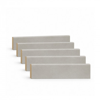 Pack promotionnel de 5 plinthes MDF revetu béton bord arrondi 2000 x 68 x 9 mm .