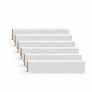 Lot de 6 Plinthes MDF blanc clipsables 2400 × 68 × 12 mm – PEFC 70 %