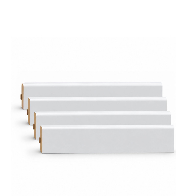 Lot de 4 Plinthes MDF blanc clipsables 2400 × 120 × 12 mm – PEFC 70 %