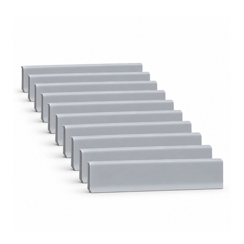 Plinthes aluminium gris 60 × 15 mm – 2500 mm – lot de 10 (25 m)