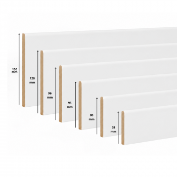 Pack de 5 plinthes bord arrondi MDF revêtues blanc 2000 x 68 x 9 mm PEFC 70%