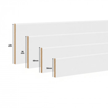 Pack de 5 plinthes bord carré MDF revêtues blanc 2200 x 68 x 9 mm PEFC 70%