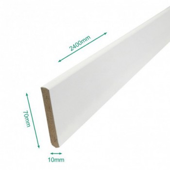 Plinthe MDF prépeinte blanc 2400 x 70 x 10 mm.