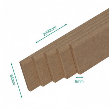 Pack promotionnel de 5 plinthes MDF brut 2000 x 68 x 9 mm - PEFC 70%.
