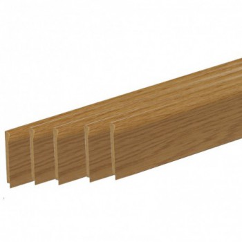 Pack promotionnel de 5 plinthes MDF revetu chêne bord arrondi 2000 x 68 x 9 mm .