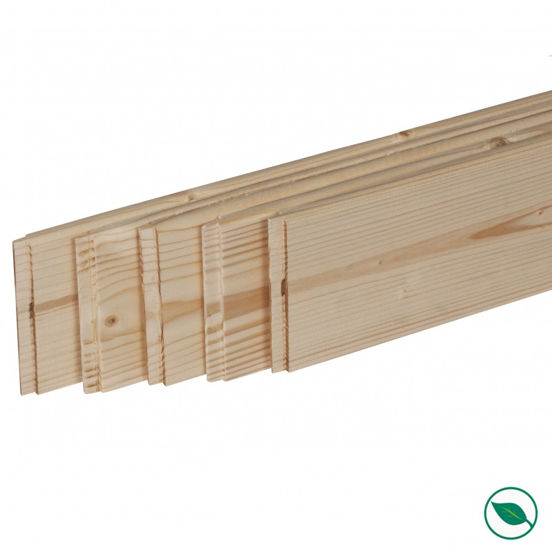 Pack promotionnel de 5 plinthes sapin massif bord rond 2050 x 95 x 9 mm - PEFC 70%%.