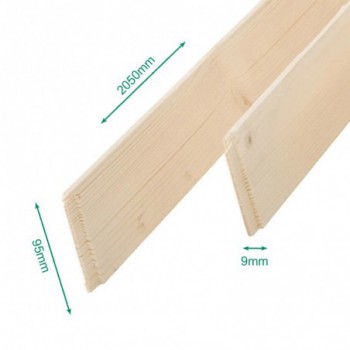 Pack promotionnel de 5 plinthes sapin massif petits noeuds bord droit 2050 x 95 x 9 mm - PEFC 70%.