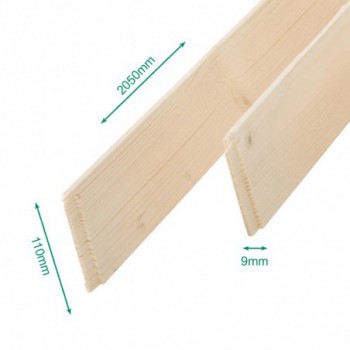 Pack promotionnel de 5 plinthes sapin massif petits noeuds bord droit 2050 x 110 x 9 mm - PEFC 70%.