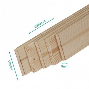 Pack promotionnel de 5 plinthes sapin massif bord rond 2050 x 110 x 9 mm - PEFC 70%.