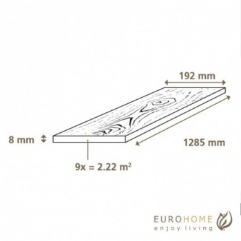 Sol stratifié effet parquet - 8 mm - chêne rude- boite de 9 lames - 2,22 m2 - EH LOFT 8222 - PEFC 70%