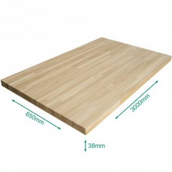 Plan de travail Chêne massif lamellé collé abouté 3000 x 650 x 38 mm - FSC100%