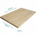 Plateau chêne massif lamellé collé abouté 1600 x 800 x 22 mm - FSC 100%.