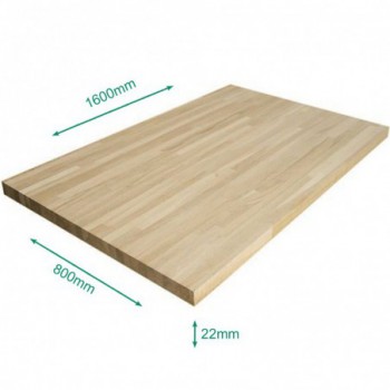 Plateau chêne massif lamellé collé abouté 1600 x 800 x 22 mm - FSC 100%.