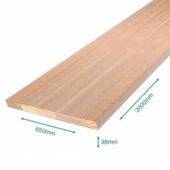 Plan de travail hêtre massif lamellé collé abouté 2000 x 650 x 38 mm - FSC 100%.