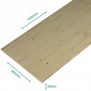 Plateau sapin massif lamellé collé abouté 1450 x 800 x 28 mm.