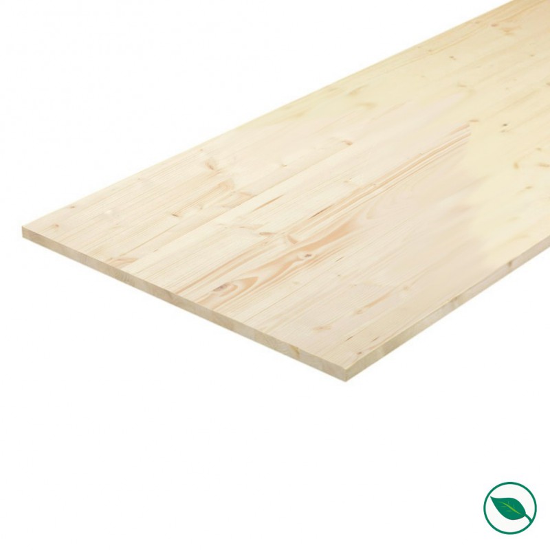 Plateau sapin massif lamellé collé abouté 2500 x 800 x 38 mm.