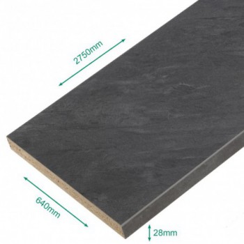 Plan de travail stratifié ardoise foncé 2770 x 640 x 28 mm - PEFC 75%.
