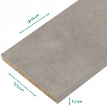 Tablette mélaminé béton alu 1200 x 300 x 18 mm - PEFC 75% .