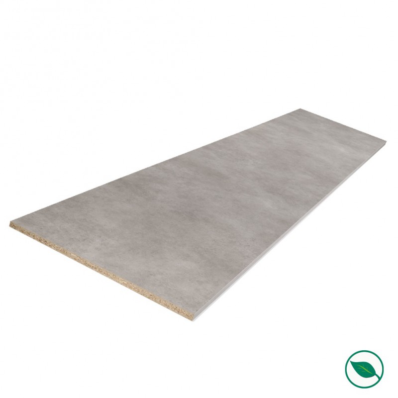 Tablette mélaminé béton alu 2500 x 600 x 18 mm - PEFC 75% .