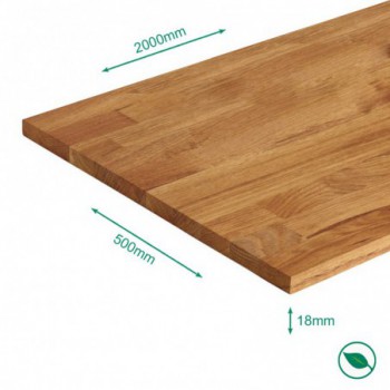 Tablette chêne massif huilé lamellé collé abouté 2000 x 400 x 18 mm - FSC 100%