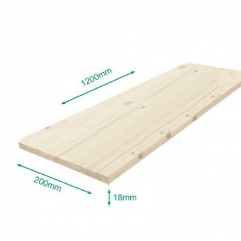 Tablette sapin massif lamellé collé abouté 1200 x 200 x 18 mm - FSC 100%.