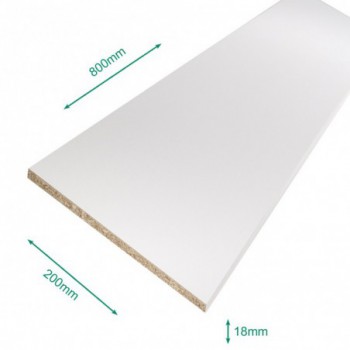 Tablette mélaminé blanc 800 x 200 x 18 mm - PEFC 75% .