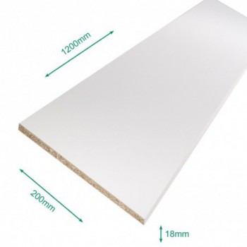 Tablette mélaminé blanc 1200 x 200 x 18 mm - PEFC 75% .