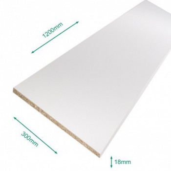 Tablette mélaminé blanc 1200 x 300 x 18 mm - PEFC 75% .