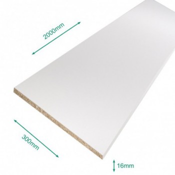 Tablette mélaminé blanc 2000 x 300 x 16 mm - PEFC 75% .
