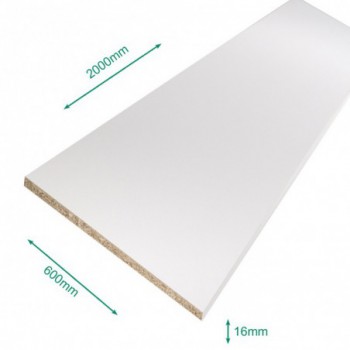 Tablette mélaminé blanc 2000 x 600 x 16 mm - PEFC 75% .