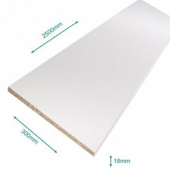 Tablette mélaminé blanc 2500 x 300 x 18 mm - PEFC 75% .