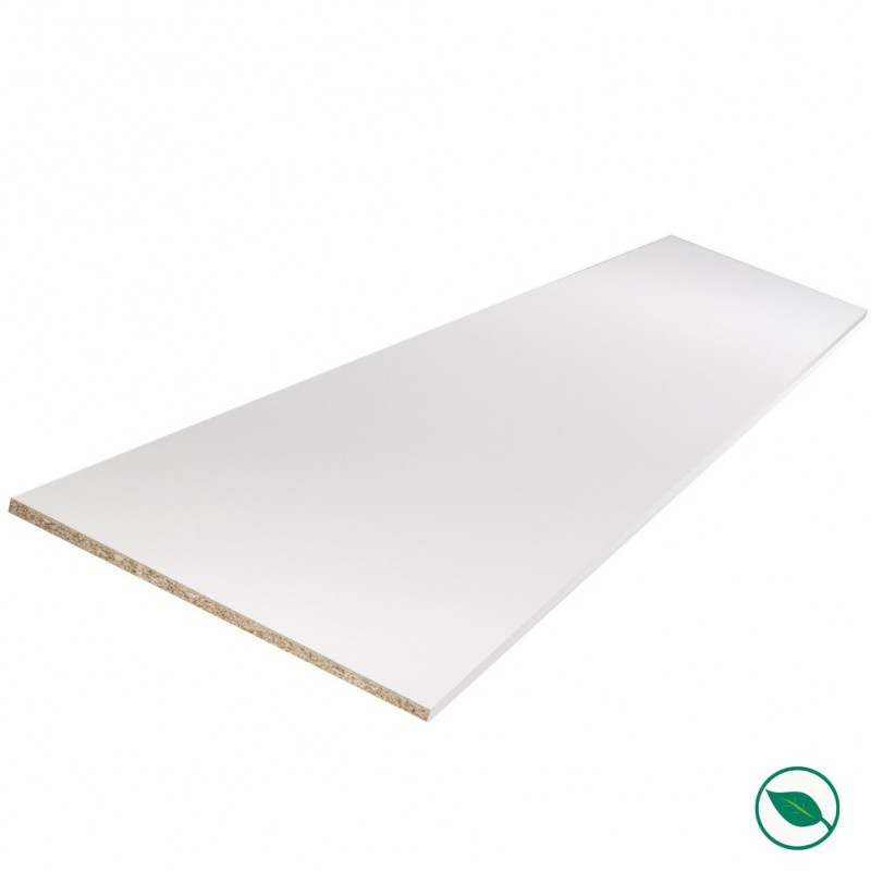 Tablette mélaminé blanc 2500 x 500 x 18 mm - PEFC 75% .