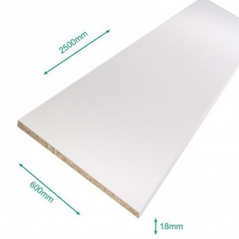Tablette mélaminé blanc 2500 x 600 x 18 mm - PEFC 75% .