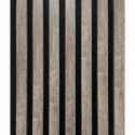 Lot de 2 Panneaux mural acoustic lamelles chêne gris sur fond noir 2600 x 300 x 17 mm -1,56 M2 PEFC 70 %