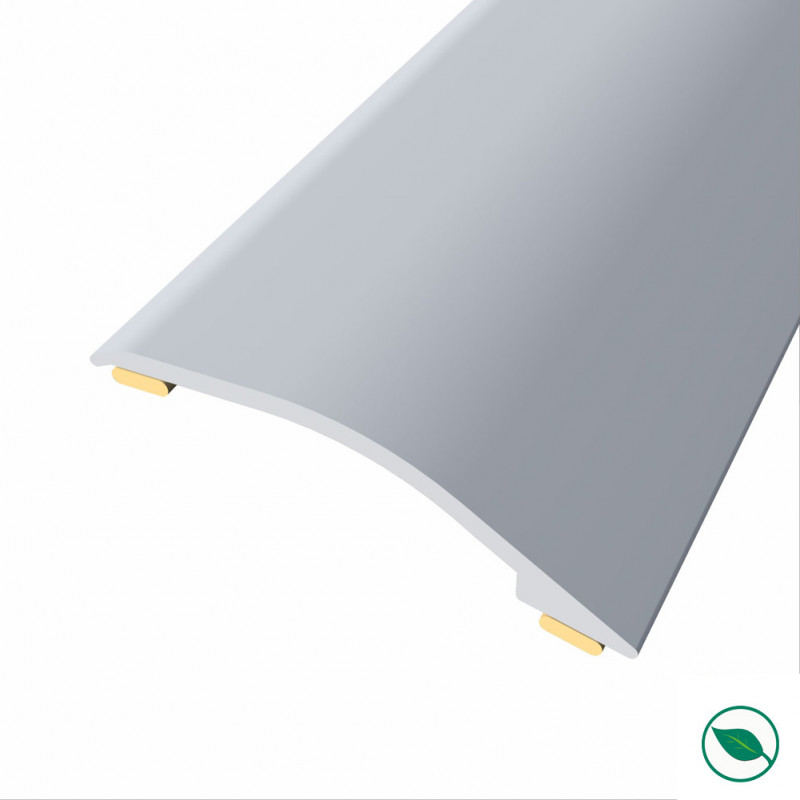 Barre de seuil adhésive différence niveau aluminium coloris (03) argent  Long 90 cm larg 3,8cm Ht 1,2cm