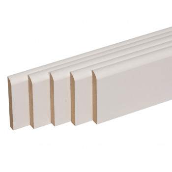 Pack promotionnel de 5 plinthes MDF revetu blanc bord arrondi 2000 x 95 x 9 mm - PEFC 70%.