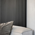 Lot de 2 demi Panneaux mural décoratif lamelles MDF noir 1250 x 287 x 20 mm-0,72 M2 PEFC 70%