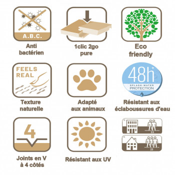 sol stratifié effet parquet  - ép 8mm - Mushroom Carpenter Oak - boite de  9 lames soit 2,22 m2 - EH RIVER8+ K478