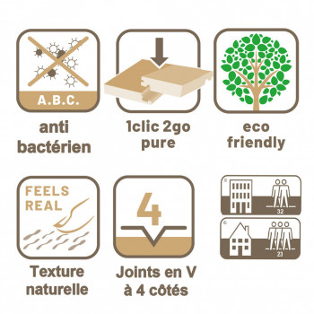 sol stratifié effet parquet - 10 mm - Marronnier fauve - boite de 7 lames - 1,73 m2 - EH RES 5537