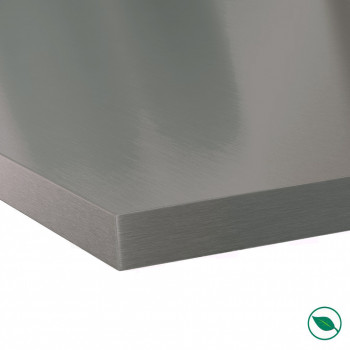 Plan de travail stratifié HPL aluminium 3000 x 650 x 38 mm FSC - Gamme Signature