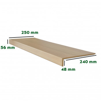 Lot de 2 marches rénovation d'escalier stratifié chêne clair 1000 x 250 x 56 mm